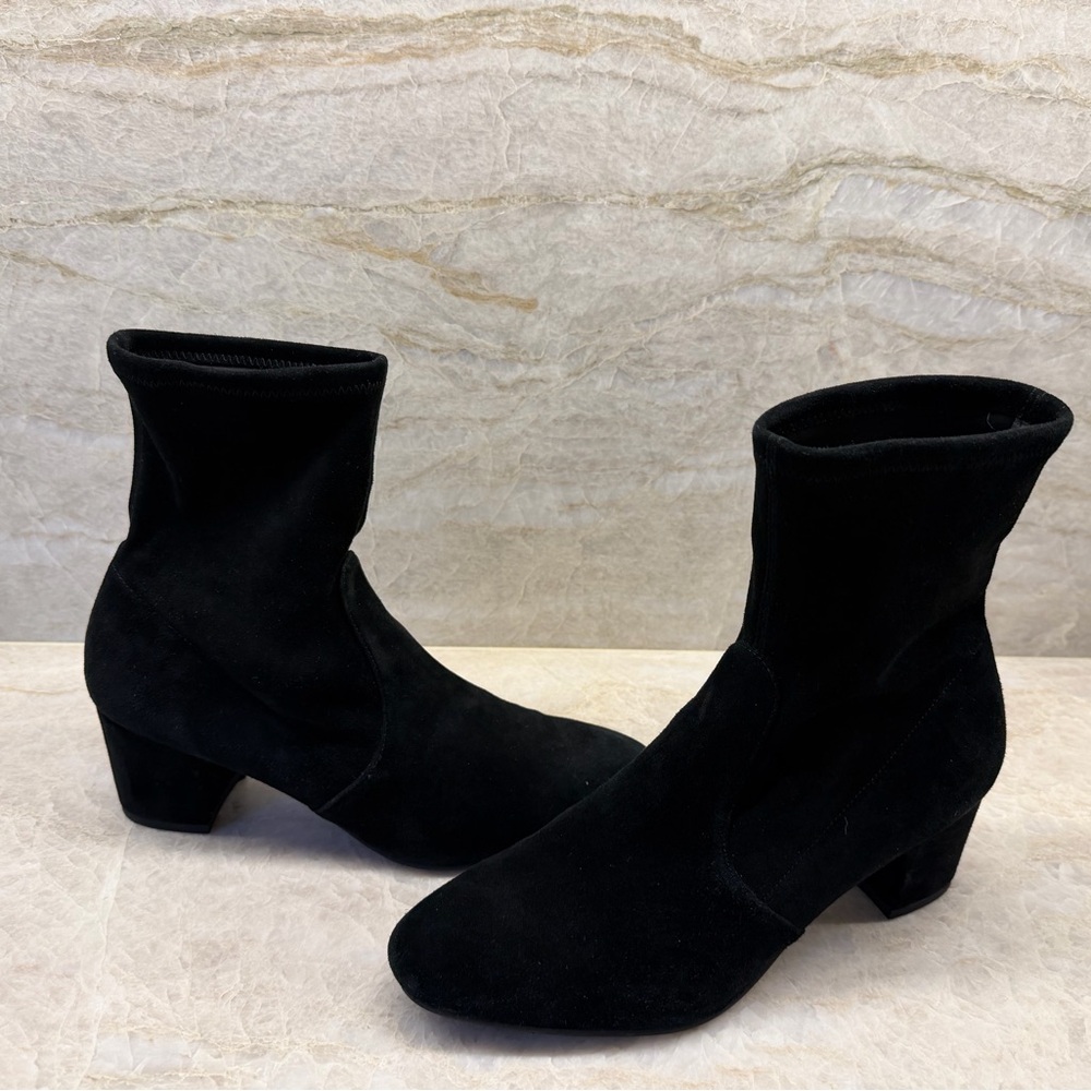 Stuart Weitzman Black Suede Mid-calf Booties 8.5